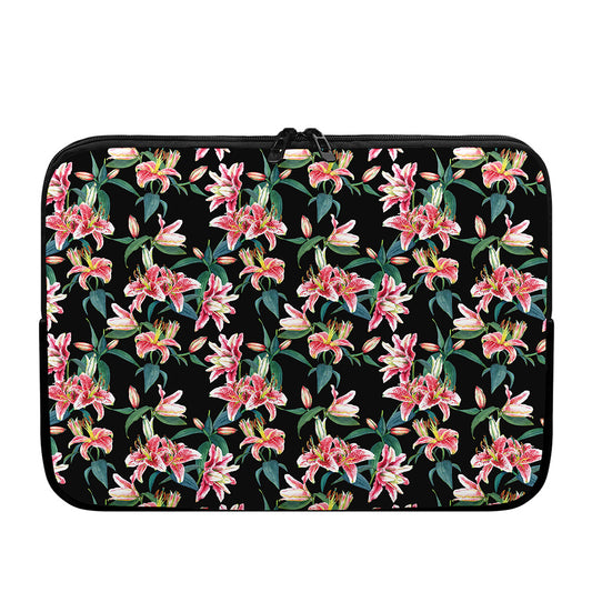 Watercolor Tropical Lily Pattern Print Laptop Sleeve