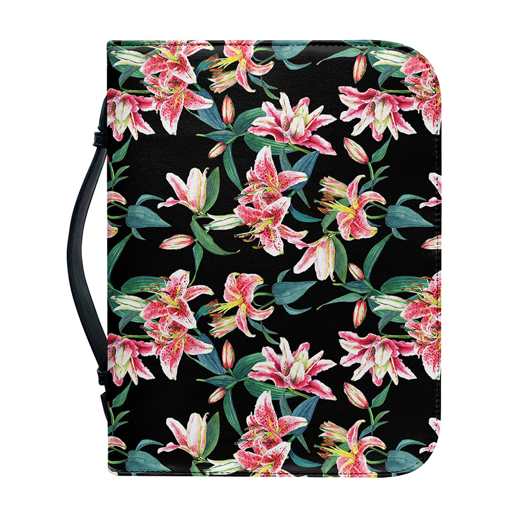 Watercolor Tropical Lily Pattern Print Leather Bible Cover