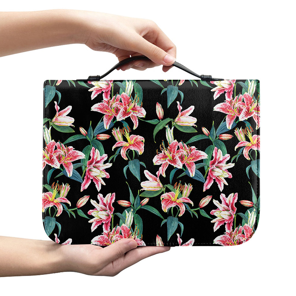 Watercolor Tropical Lily Pattern Print Leather Bible Cover