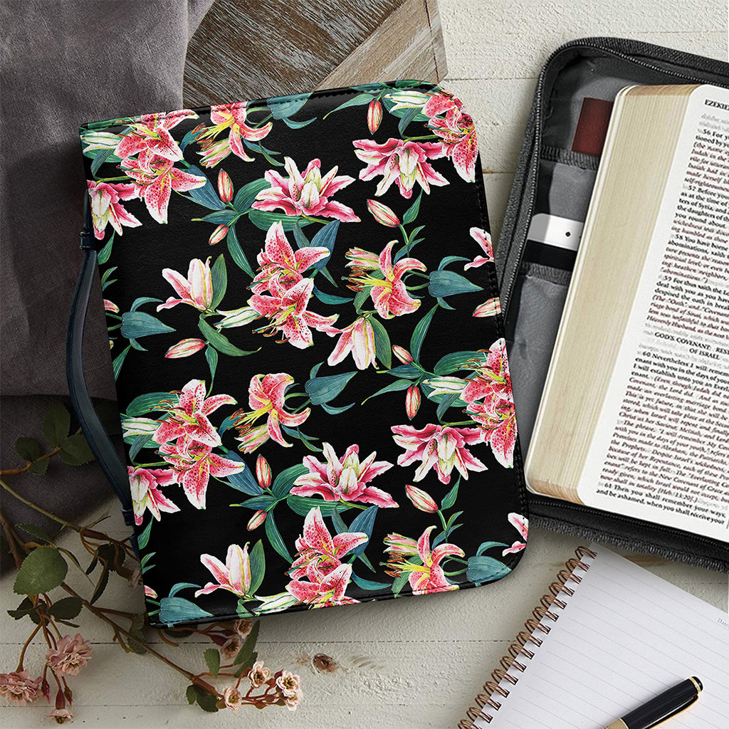 Watercolor Tropical Lily Pattern Print Leather Bible Cover