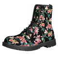 Watercolor Tropical Lily Pattern Print Lace-Up Boots