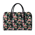 Watercolor Tropical Lily Pattern Print Leather Duffel Bag
