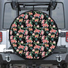 Watercolor Tropical Lily Pattern Print Leather Spare Tire Cover