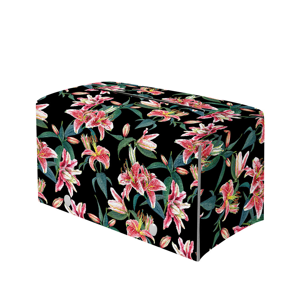 Watercolor Tropical Lily Pattern Print Leather Tissue Box Cover