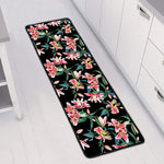 Watercolor Tropical Lily Pattern Print Long Kitchen Mat