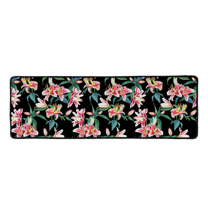 Watercolor Tropical Lily Pattern Print Long Kitchen Mat