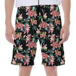 Watercolor Tropical Lily Pattern Print Men's Beach Shorts