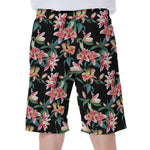 Watercolor Tropical Lily Pattern Print Men's Beach Shorts