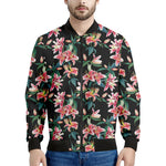 Watercolor Tropical Lily Pattern Print Men's Bomber Jacket