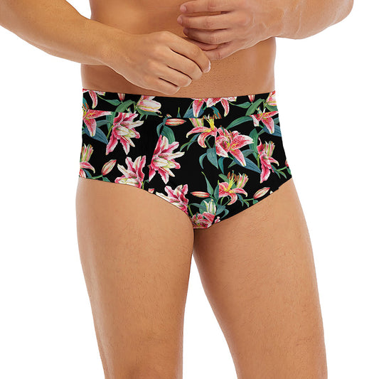 Watercolor Tropical Lily Pattern Print Men's Briefs