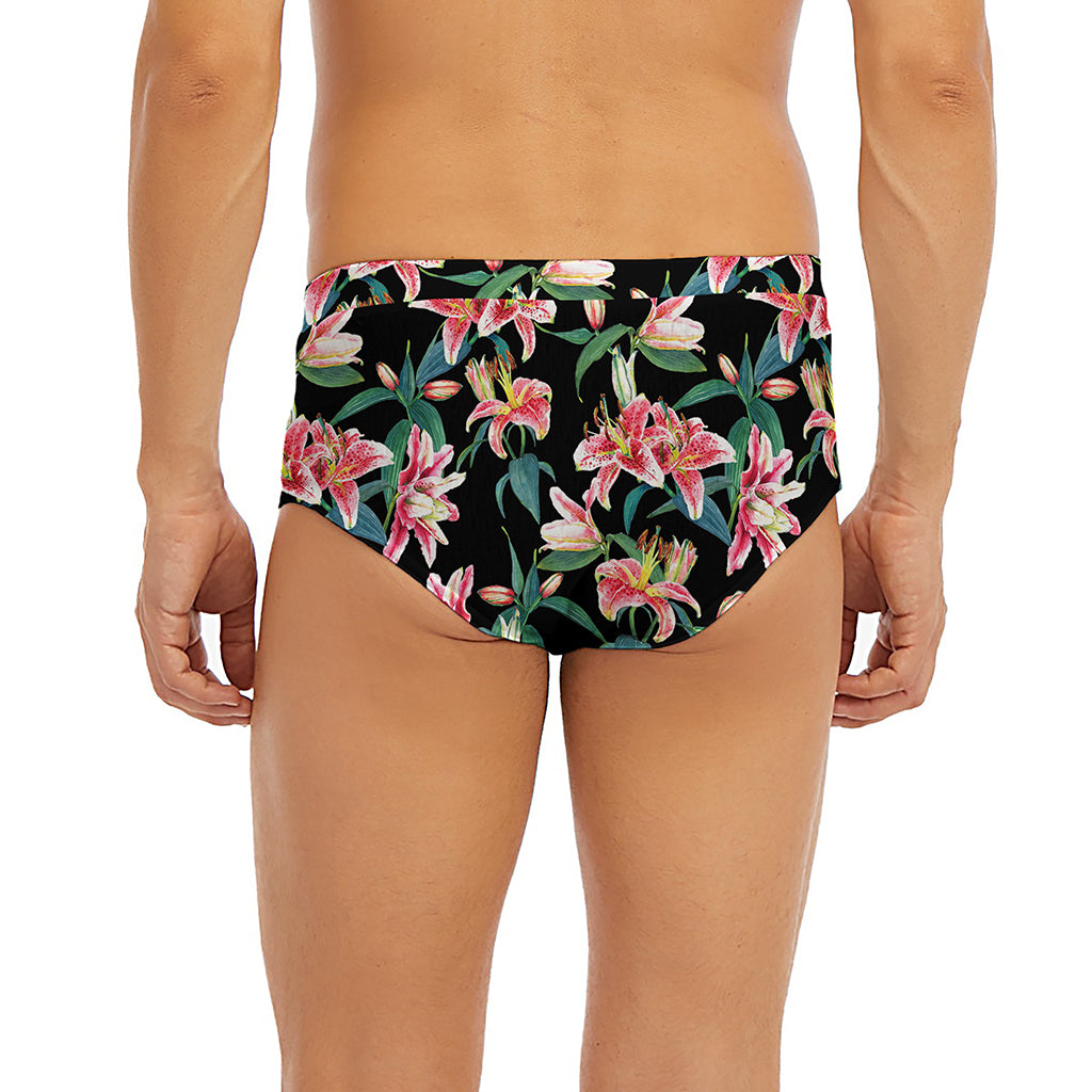 Watercolor Tropical Lily Pattern Print Men's Briefs
