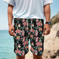 Watercolor Tropical Lily Pattern Print Men's Cargo Shorts