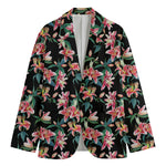 Watercolor Tropical Lily Pattern Print Men's Cotton Blazer