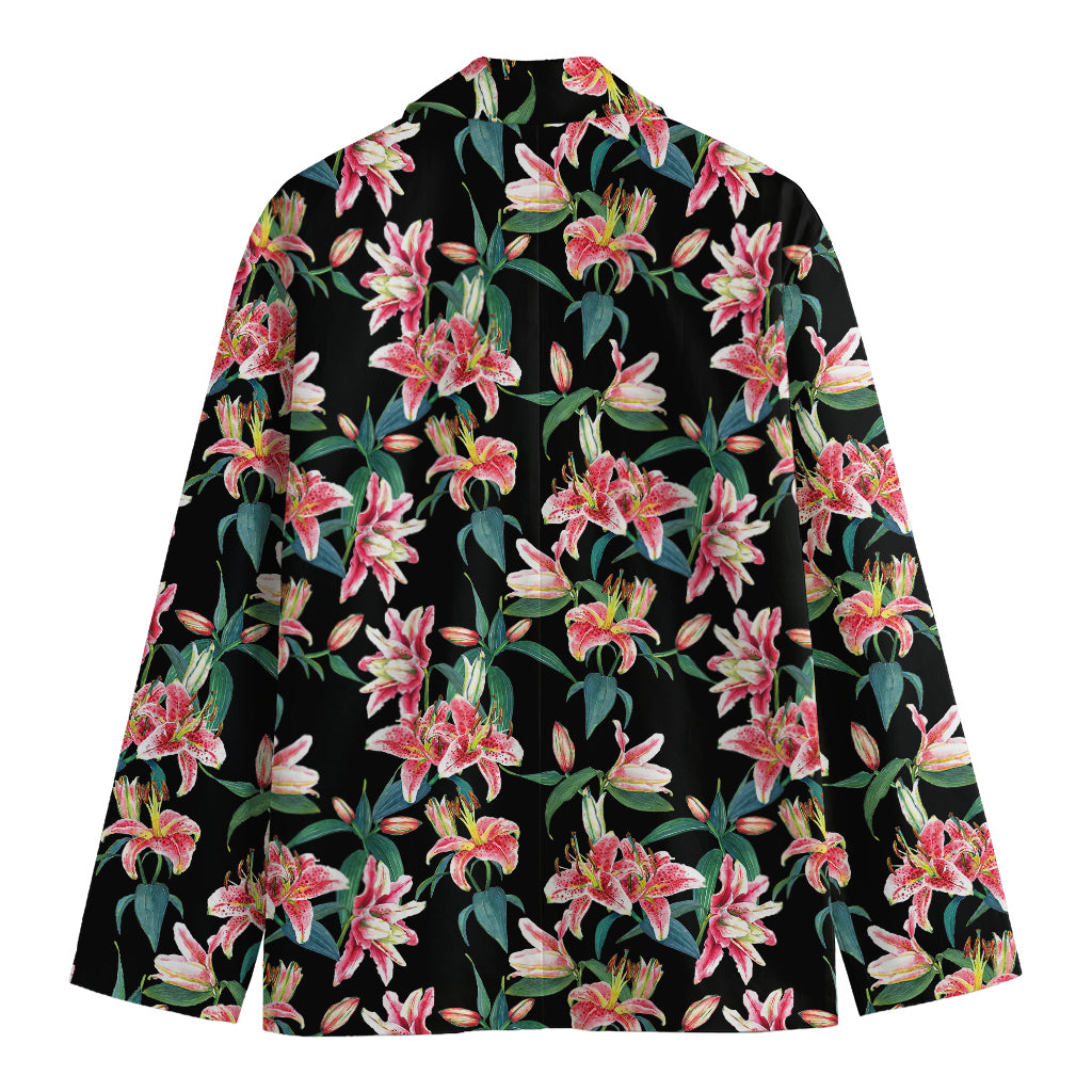 Watercolor Tropical Lily Pattern Print Men's Cotton Blazer