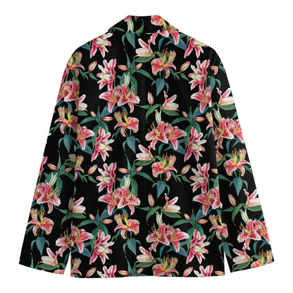Watercolor Tropical Lily Pattern Print Men's Cotton Blazer