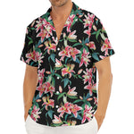 Watercolor Tropical Lily Pattern Print Men's Deep V-Neck Shirt