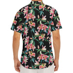 Watercolor Tropical Lily Pattern Print Men's Deep V-Neck Shirt