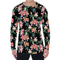 Watercolor Tropical Lily Pattern Print Men's Long Sleeve T-Shirt