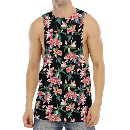 Watercolor Tropical Lily Pattern Print Men's Muscle Tank Top