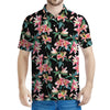 Watercolor Tropical Lily Pattern Print Men's Polo Shirt