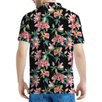 Watercolor Tropical Lily Pattern Print Men's Polo Shirt