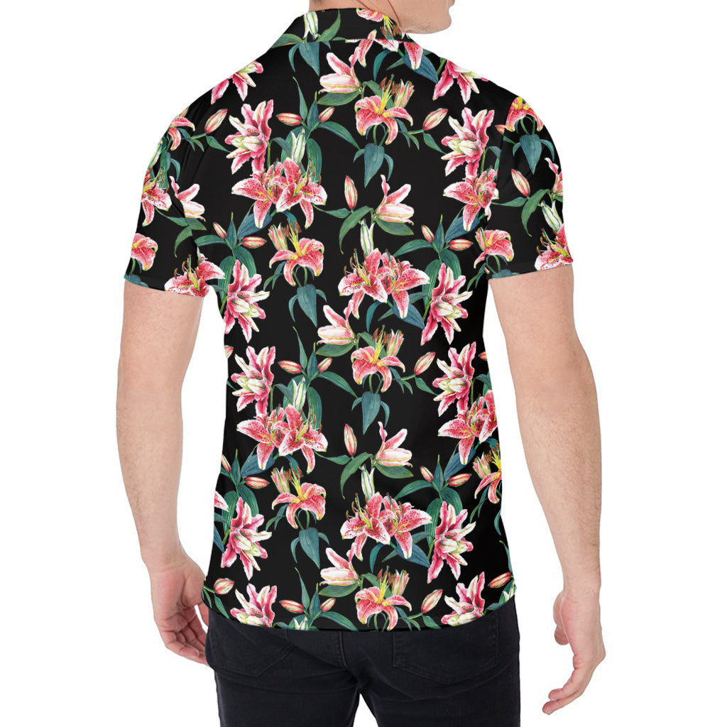 Watercolor Tropical Lily Pattern Print Men's Shirt