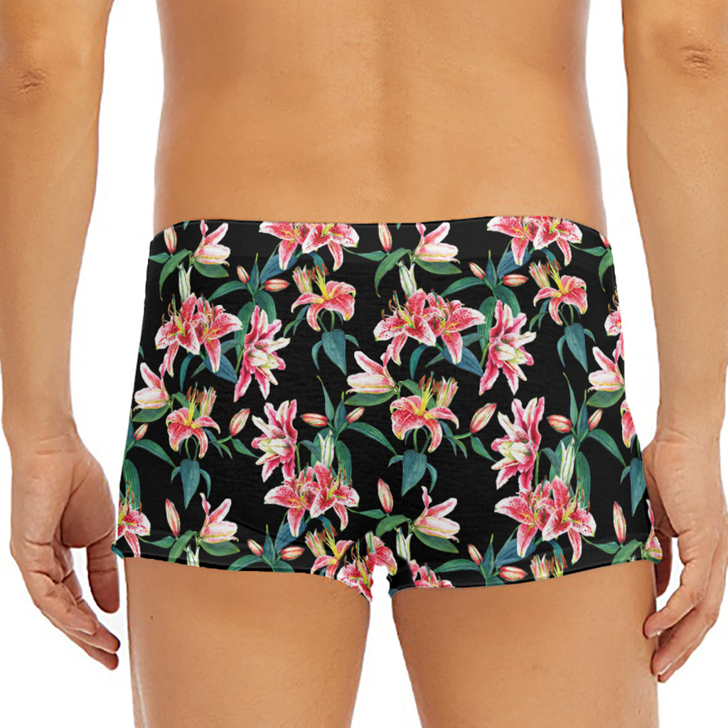 Watercolor Tropical Lily Pattern Print Men's Short Boxer Briefs