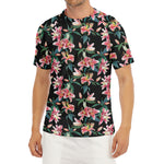 Watercolor Tropical Lily Pattern Print Men's Short Sleeve Rash Guard