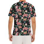 Watercolor Tropical Lily Pattern Print Men's Short Sleeve Rash Guard