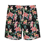 Watercolor Tropical Lily Pattern Print Men's Sports Shorts