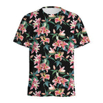 Watercolor Tropical Lily Pattern Print Men's Sports T-Shirt