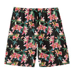 Watercolor Tropical Lily Pattern Print Men's Swim Trunks