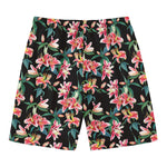Watercolor Tropical Lily Pattern Print Men's Swim Trunks