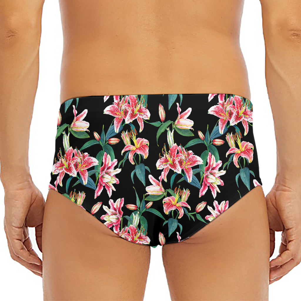 Watercolor Tropical Lily Pattern Print Men's Triangle Swim Briefs