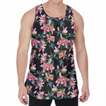 Watercolor Tropical Lily Pattern Print Men's Velvet Tank Top