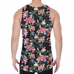 Watercolor Tropical Lily Pattern Print Men's Velvet Tank Top