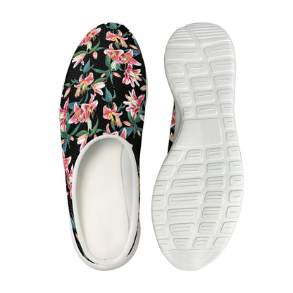 Watercolor Tropical Lily Pattern Print Mesh Casual Shoes