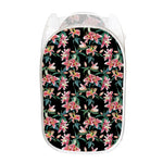 Watercolor Tropical Lily Pattern Print Mesh Laundry Hamper
