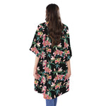 Watercolor Tropical Lily Pattern Print Open Front Beach Cover Up