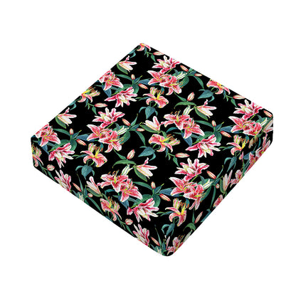 Watercolor Tropical Lily Pattern Print Outdoor Seat Cushion Cover