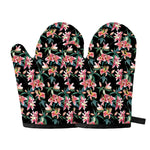 Watercolor Tropical Lily Pattern Print Oven Mitts