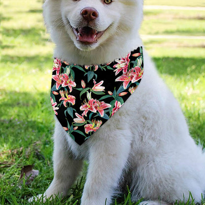 Watercolor Tropical Lily Pattern Print Over The Collar Dog Bandana