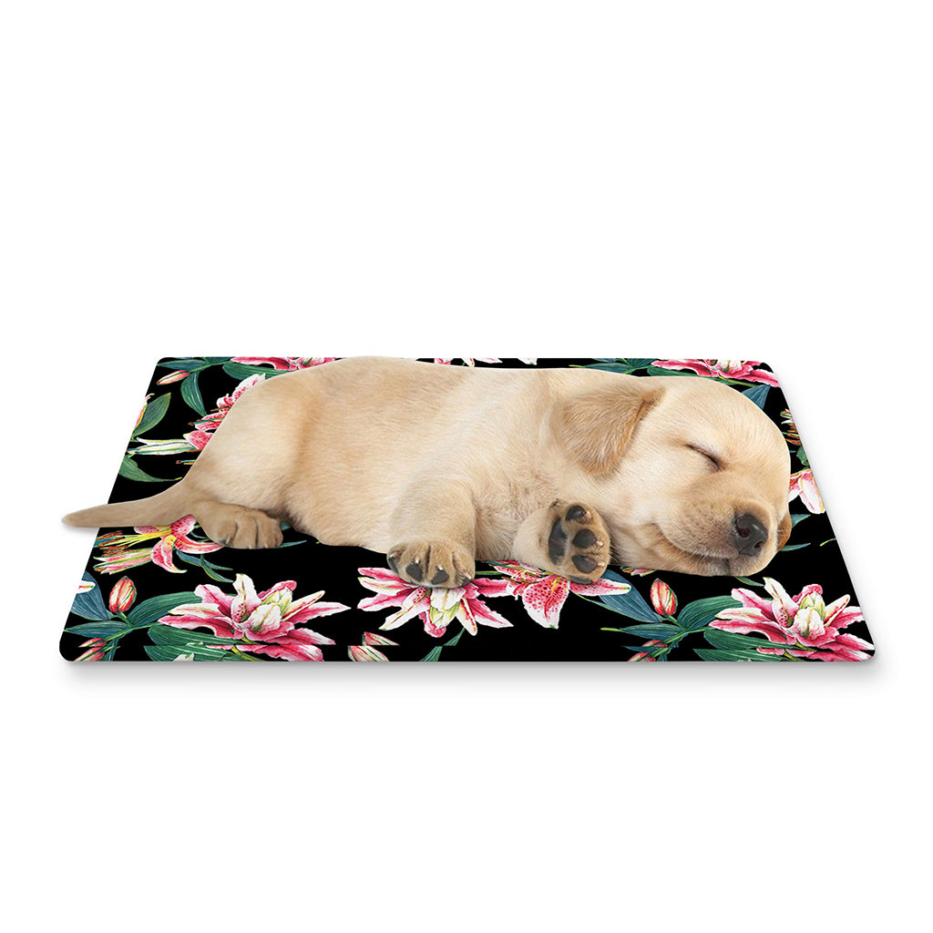 Watercolor Tropical Lily Pattern Print Pet Cooling Mat Cover