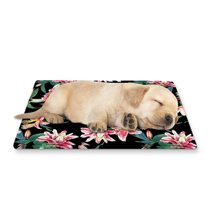 Watercolor Tropical Lily Pattern Print Pet Cooling Mat Cover