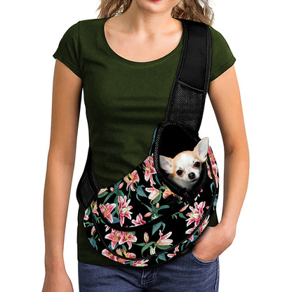 Watercolor Tropical Lily Pattern Print Pet Sling Carrier