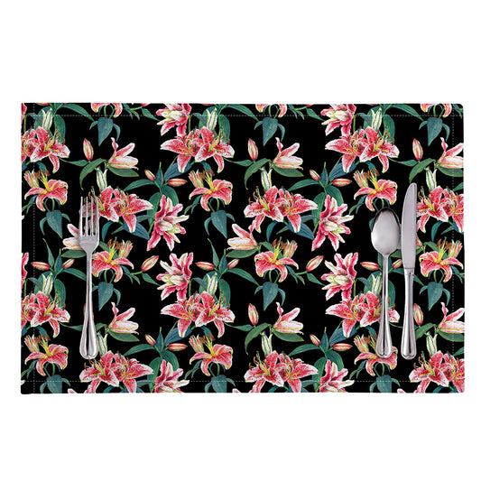 Watercolor Tropical Lily Pattern Print Placemat