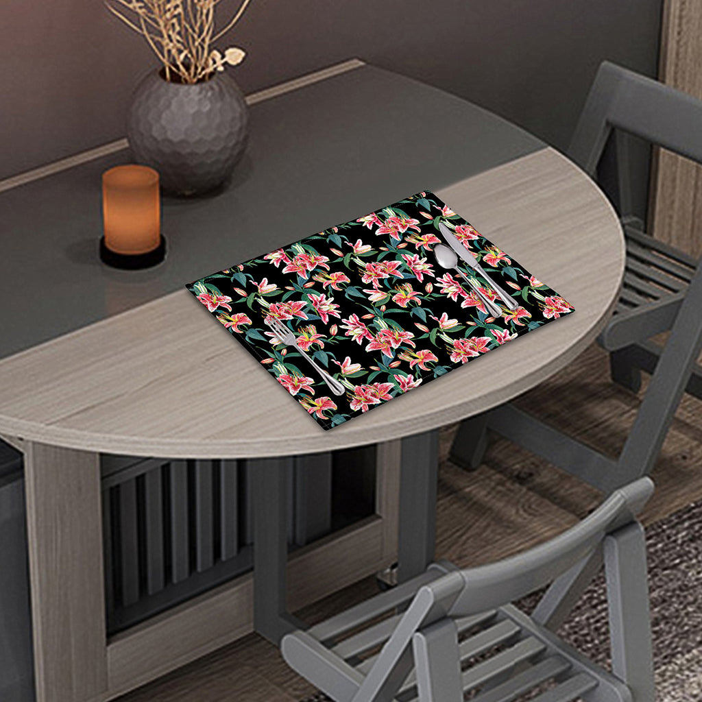 Watercolor Tropical Lily Pattern Print Placemat