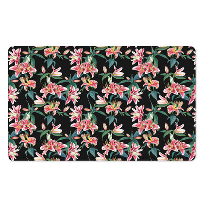 Watercolor Tropical Lily Pattern Print Polyester Doormat