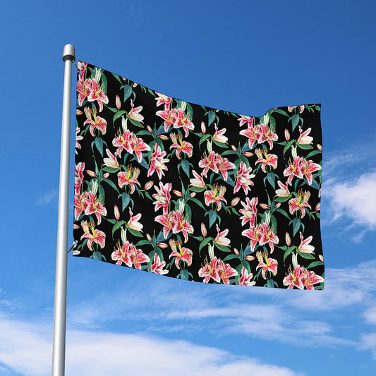 Watercolor Tropical Lily Pattern Print Polyester Flag