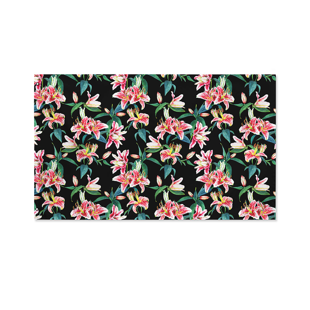 Watercolor Tropical Lily Pattern Print Polyester Flag